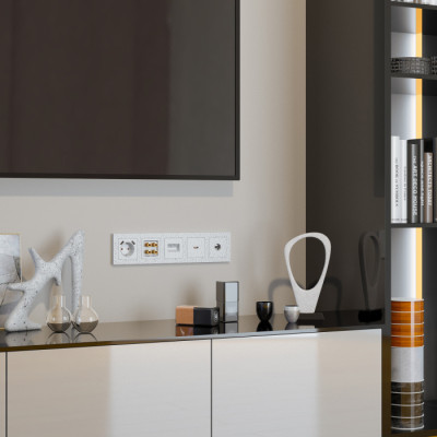 Розетка Встраиваемые механизмы Hammer белые W1285001