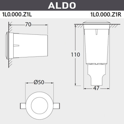 Встраиваемый светильник уличный Aldo 1L0.000.000.AXZ1L
